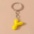 Floral letter Y keychain featuring yellow resin rose textures and silver metal keyring - Letter Y