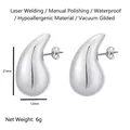 Silver teardrop stud earrings in 21mm size with polished finish and waterproof design - Water Drop Stud / 12*21mm / Steel