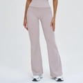 High-waisted yoga flare pants in lotus pink made of premium elastic sports fabric - S / Light Grey Purple