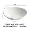10-inch white ceramic salad bowl with quicksand stone texture and wavy rim 950g - 10" / White