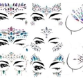 Colorful iridescent rhinestone face and body jewel stickers in various patterns - Set 14