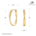 Especificaciones de tamaño de los pendientes de aro Mobius de plata de ley 925 dorada - Plata 925 chapada en oro amarillo