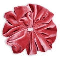 Oversize velvet scrunchie in dusty rose color with premium pleated soft texture - Orange Red