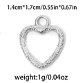 Polished silver heart pendant with hammer texture finish and 1.4cm dimensions - TP0759-Silver-1.4x1.7cm