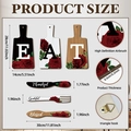 6pcs EAT rose wood kitchen wall signs with fork spoon plaque and size measurements - 6-Piece Rose EAT Set (Y24Y51099_Q)