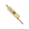 Golden PU leather wristband keychain accessory with silver buckle and textured finish - Gold