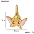 Dettagli ciondolo Cupido dorato con smalto rosa dimensioni 1,5cm x 1,1cm e peso 1,2g - Ali Rosa