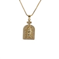 Gold Virgin Mary Guadalupe pendant necklace with crystal cross on elegant box chain - Virgin Mary Cross Rectangle-C0253DL