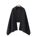Chal de punto jaspeado gris oscuro con diseño abierto para el otoño y el invierno - Gris