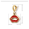 Gedetailleerde maattabel voor een rode emaille lippenhanger van roestvrij staal met maten - Rode Lippen Hanger