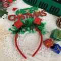 Diadema Merry Christmas verde con estrellas brillantes y caja de regalo roja festiva - Diadema Merry Christmas y Caja Regalo (#46)