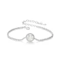 Pulsera de plata de ley S925 con colgante de rosa blanca y cristales brillantes - Plata 925 / Plata (Rosa de Blanco a Rojo)