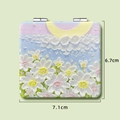 Detailed view of square makeup mirror with floral relief patterns and size dimensions - Moon & Flowers (506Z18)