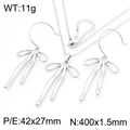 Silver bow necklace and earrings set with S925 engraving in a minimalist style - Steel Color Bowknot Jewelry Set (KS220648-KFC)