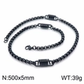 Collar de acero inoxidable negro mate para hombre, cadena de resorte, largo 500mm y ancho 5mm - Tipo A Cadena de Caja Diseño de Resorte (KN199690-KLHQ) / Negro