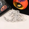 Close-up of a silver metal spider hair claw clip with detailed Gothic textures for Halloween - 3# Silver Large Spider 11cm