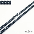 6mm wide black stainless steel cuban link chain necklace with lobster clasp closure - 6MM Black / Necklace 45cm