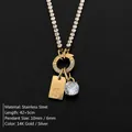 Collana in acciaio inossidabile dorato con iniziale 'S' e ciondoli di cristallo - Taglia S