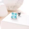 6mm light blue star zircon cartilage earring with silver titanium screw back rod - Lake Green (Single Piece)
