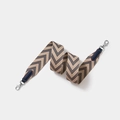 Navy and beige chevron woven shoulder strap with silver hooks for crossbody bags - 5cm x 70cm / Blue Silver Buckle