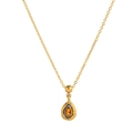 Collier plaqué or 18 carats avec pendentif goutte et pierre de naissance orange - Pendentif séparé de Janvier