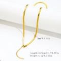 3mm gold plated stainless steel herringbone snake chain necklace with lobster clasp - 3.0mm Wide Herringbone Chain - Gold