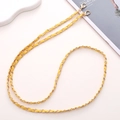 Golden crossbody chain strap with woven yellow leather and lobster clasp for phone cases - Yellow
