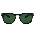 Vintage black square sunglasses with dark green lenses and silver arrow metal detail - Black Frame / G15 Green Lenses