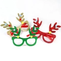 Three-piece Christmas reindeer antler glasses set in sparkling gold, red, and green frames - CHYJ-06 Glitter Non-woven Antler Glasses