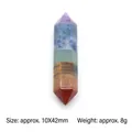 7 Chakra crystal pillar wand with six-sided double points and mixed stone layers - Double Point Column