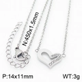 Collana a cuore asimmetrico argento con strass scintillanti e catena in acciaio fine - Collana Argentata (KN235938-KFC)