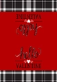 Red Valentine's Day kitchen towel with black white checkered borders and Hello Valentine text - hello VALENTINE Red Design(MB1-17)