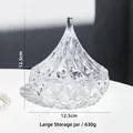 Large glass candy jar with teardrop diamond pattern and lid, 12.5cm size - Large Water Drop (Tent Shape)