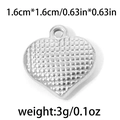 Polished silver 304 stainless steel heart pendant 1.6cm for DIY jewelry making - TP0757-Silver-1.6x1.6cm