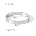 Detail view of mirror-polished 10mm steel bangle showing 60mm diameter and 34.8g weight - Width 10mm / Silver
