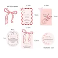 Set of 30 pink and red romantic floral gift tags with Thank You and Love lettering - Bowknot Card Set / 30 Pcs/Pack