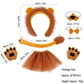 Detailed size specifications for 6-piece lion costume set including tutu, ears and tail - 4Pcs Lion Set + Gloves + 30cm Dark Brown Tutu Skirt