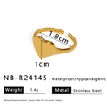 Detailed size specifications of 18K gold plated heart ring made of stainless steel - Adjustable Open / Gold (NB-R24145)