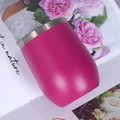 12oz rose red vacuum insulated egg-shaped wine tumbler with transparent lid - 12oz / Rose Red