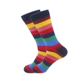 Men's athletic crew socks featuring vibrant rainbow striped patterns on white background - 42-46 / Yellow Rainbow Striped