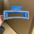 Pince à cheveux bleue élégante avec strass blancs étincelants pour mode automne-hiver - Carré Bleu (76#)