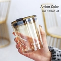 Short Amber+Amber Lid+Clear Straw