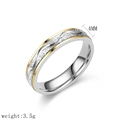 Zweifarbiger Titanstahlring mit mattierter Silberoberfläche und Goldrand, 4 mm breit - US 10 / Gold Kein Stein (Mattierte Wellenstruktur)