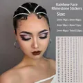 Multisize iridescent adhesive acrylic face rhinestones for hair and festival eye makeup - Iridescent Linked Rhinestone Stickers