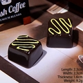 Brown resin chocolate phone case charm with yellow wave patterns, 2.3x2.3x1.6cm size - Square Lines - Dark Coffee