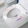 Waterproof purple EVA toilet seat pad with cartoon cat prints and handle strap - Purple Rabbit