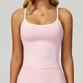 Roze naadloze sporttop met witte bies en geribbelde textuur voor fitness en yoga - S / Contrast Wit en Roze
