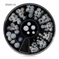 Manicure wheel with assorted white pearls and rainbow AB beads for nail art DIY - Pure White AB Aurora Pearls (SP0264-01)