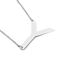 Polished silver titanium steel necklace featuring a minimalist uppercase Y letter pendant - Letter Y (KN26381-K)