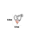 Silver heart cartilage stud with pink zircon heart charm and 0.8cm by 0.7cm dimensions - Hollow Heart Pink Gem (3#) / Silver